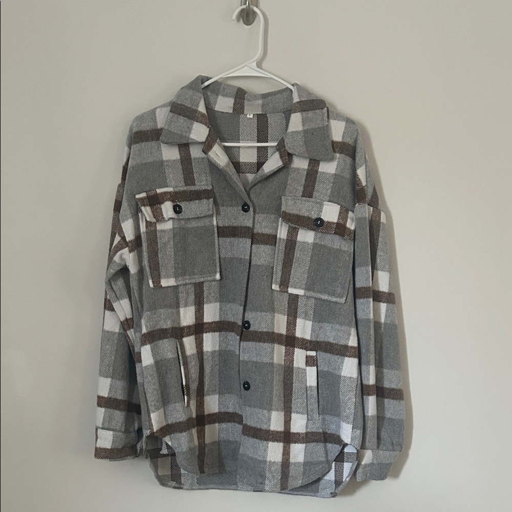 Plaid Button-Up Shirt Jacket